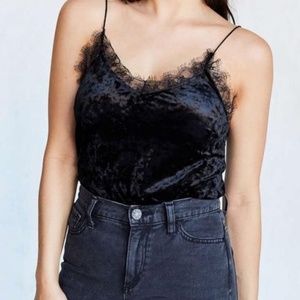 UO Black After Hours Velvet Lace Cami